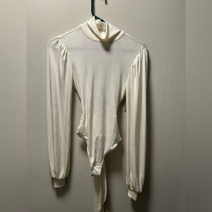 Free People Cream Long Sleeve Bodysuit